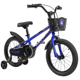 C14111A Kids Bike 14 inch for Boys & Girls with Training Wheels, Freestyle Kids' Bicycle with Bell,Basket and fender.