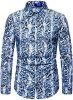Snakeskin Long Sleeve Shirts Men's Casual Print Disco Button Down Shirt