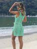 Solid Color Hollow Out Dress Without Bikini, V Neck See Through Split Crochet Cover Up Dress, Women's Swimwear & Clothing